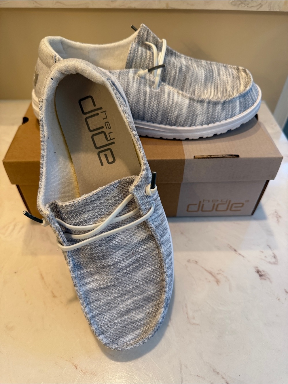 Hey Dude Wally Knit Slip-On Shoes in Light Gray